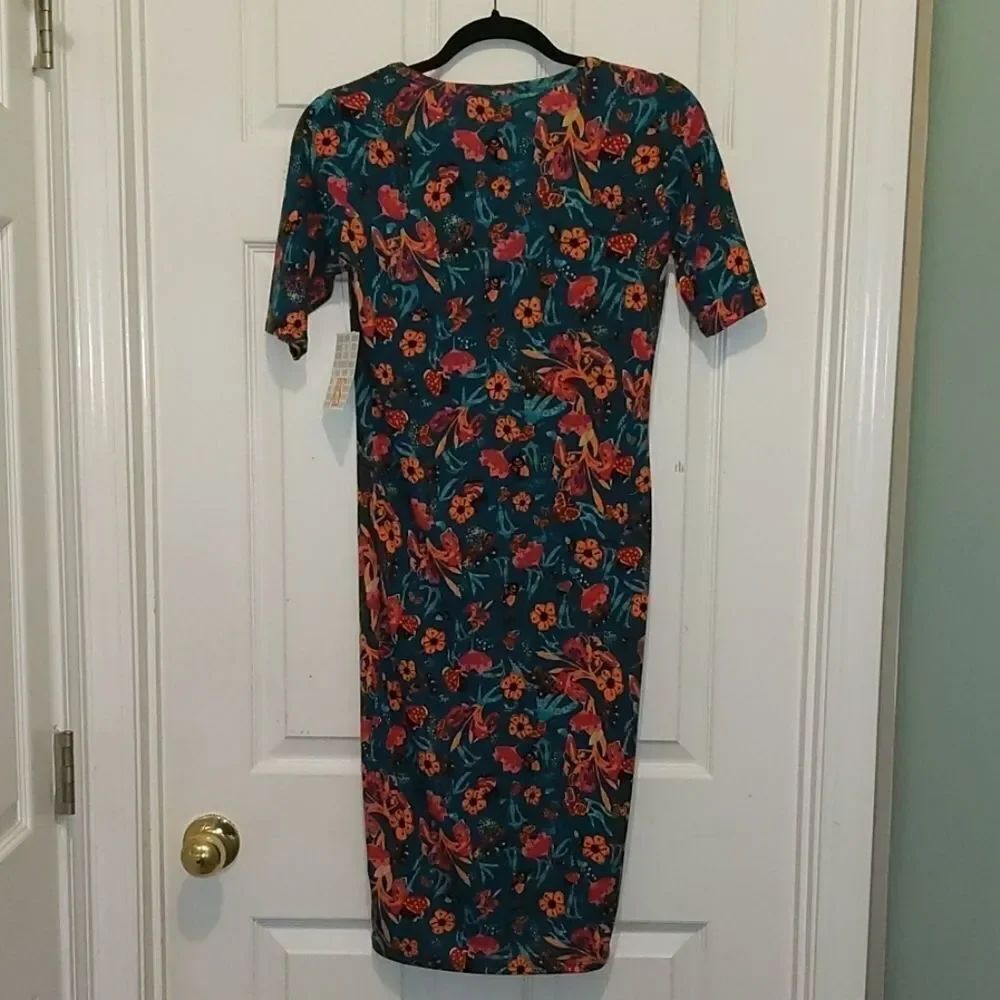 LulaRoe butterfly floral Julia Dress Sz XS NWT - Picture 7 of 7